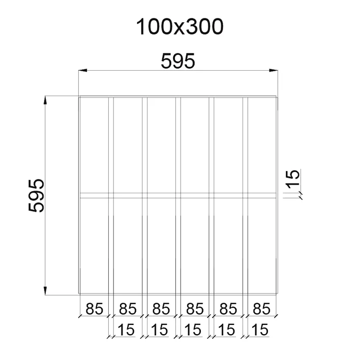 Подвесной металические потолок Грильято GL15 Жалюзи ячейкой 100x300мм