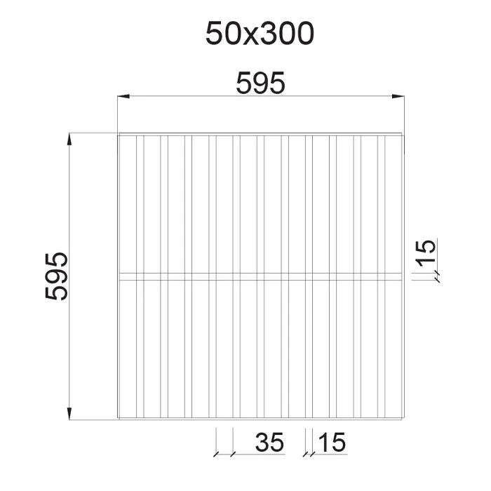 Подвесной металические потолок Грильято GL15 Жалюзи ячейкой 50x300мм
