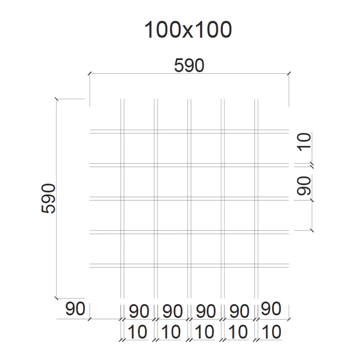 Грильято Е 100х100 H-40 металлик
